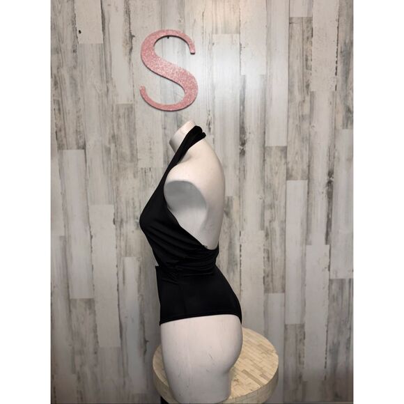 Windsor Black Halter Cutout One-Piece bodysuit Women’s Size Small - Picture 2 of 6